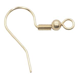 316不锈钢耳钩防过敏耳环钩通用款耳钩带珠金色DIY耳环饰品配件