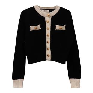 特价高级感小香风时尚拼色毛衣短款外套女韩系温柔风慵懒风针织衫