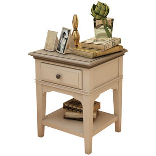 美式实木床头柜卧室现代简约欧式储物柜地中海田园小户型床边柜子