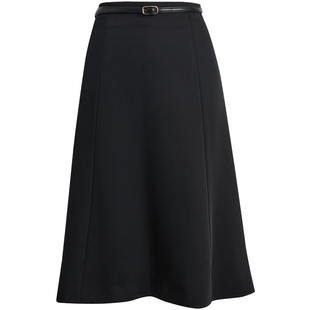 [高阶通勤]LANDI黑色高腰显瘦高级感A字半身裙女中长款2026夏新品