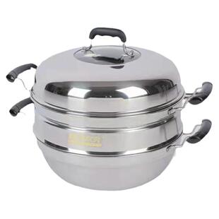 创宇家家亮不锈钢加厚二层复底蒸炒锅 炖锅汤锅 包邮