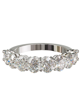 18K金椭圆石半圈排镶光面戒轻奢小众设计感婚戒可定制百搭食指戒