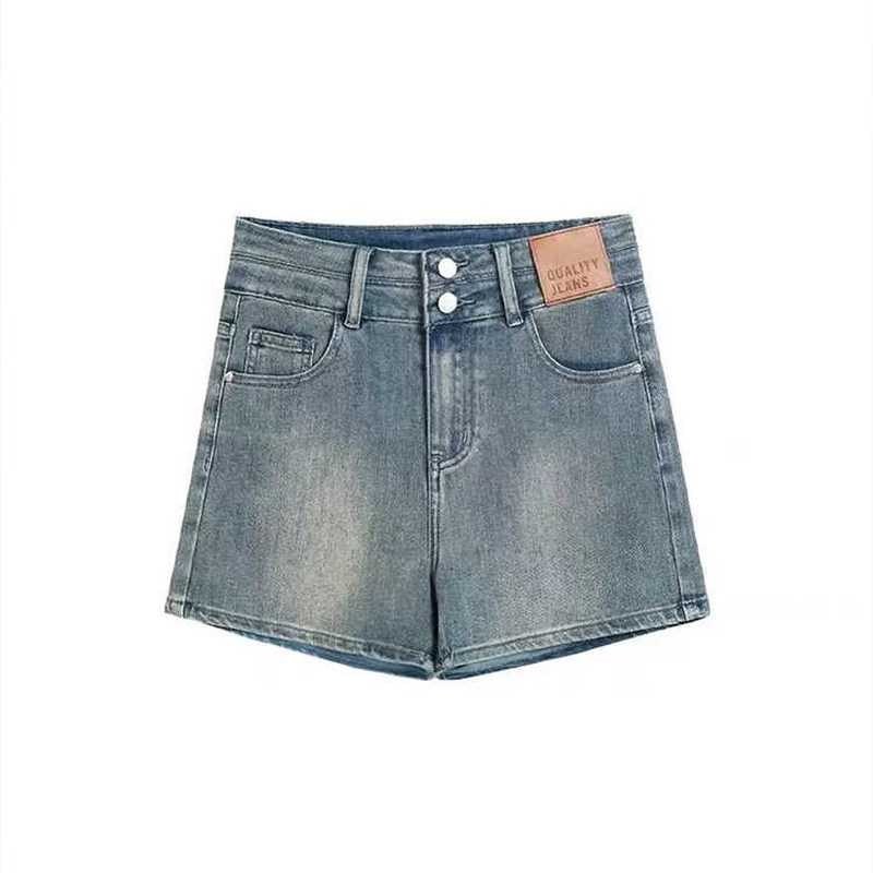 美式辣妹牛仔短裤女夏胖妹妹mm高腰a字显瘦梨型身材紧身弹力热裤