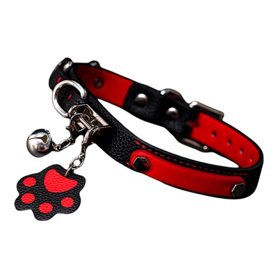 Puppy原创真皮铃铛项圈女m刻字吊牌choker颈圈脖圈骨头拼色男项链