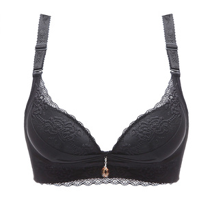 文胸加厚款内衣女集中上托有钢圈蕾丝海绵小胸性感聚拢显大平胸罩