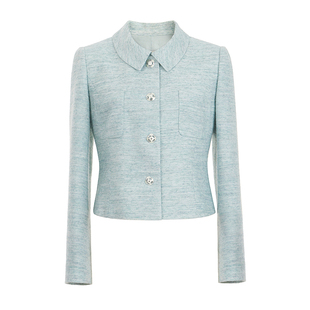 朗姿/MOJO AVENUE莫佐2025新款法式优雅西装短外套女秋冬薄荷绿微