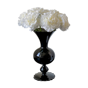 法式中古黑色花瓶摆件客厅插花复古轻奢高级感玻璃水培鲜花干花