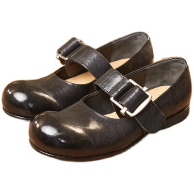 mantova&BISONTE联名款2025春复古玛丽珍小皮鞋法式马皮浅口百搭