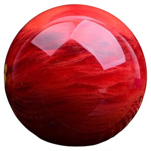 天然红色水晶球摆件镇宅招财鸿运吉祥球开业客厅办公室桌面火属性