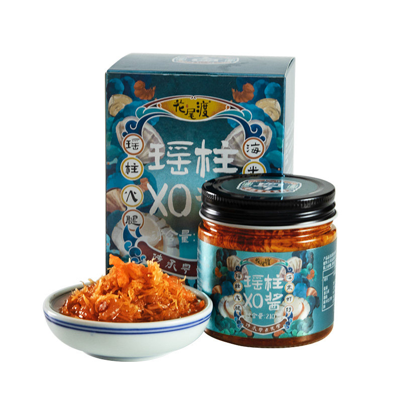 花尾渡瑶柱XO酱虾酱下饭菜干贝拌饭酱拌面酱调料酱海鲜酱礼盒瓶装
