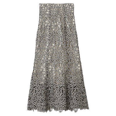 SNIDEL2025秋冬新品优雅高腰蕾丝钩花镂空鱼尾半身裙SWFS254135