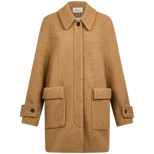 宝姿PORTSPURE女装美拉德氛围感插肩羊毛大衣外套