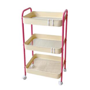 撞色小推车落地零食收纳架子宿舍好物床边房间卧室女孩移动置物架