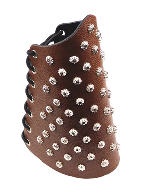 南瓜铆钉咖啡棕色荔枝纹皮质手链