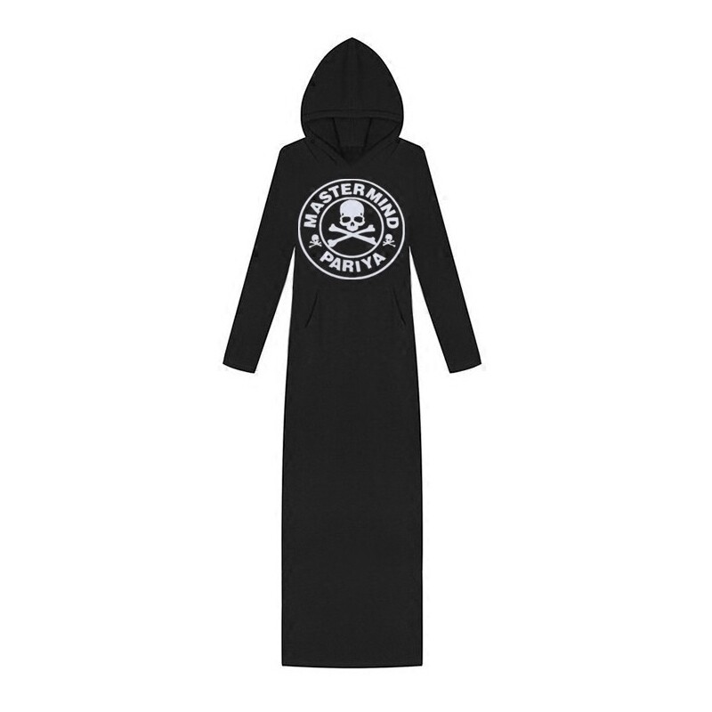 秋冬新款超长卫衣连衣裙女潮个性休闲印花连帽加厚套头卫衣裙长裙