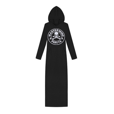 超长款个性印花套头卫衣连衣裙