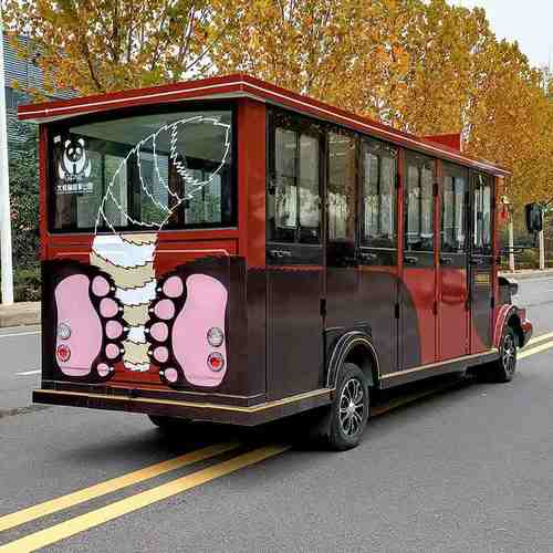 14座封闭卡通小火车熊猫观光车安全电动厂家直销可爱卡通观光车