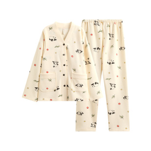 芬腾月子服加厚秋冬季空气棉夹层纯棉孕妇睡衣抗菌产后哺乳家居服