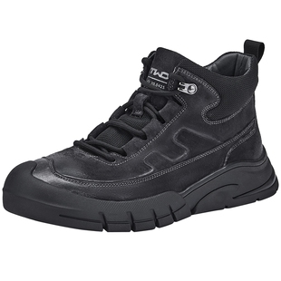 热风男鞋2025年冬季新款男士增高卡其高帮鞋百搭复古登山工装鞋子