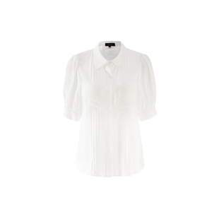 MARYLING玛俪琳夏季衬衫领中袖白色真丝衬衫A1CCW20240