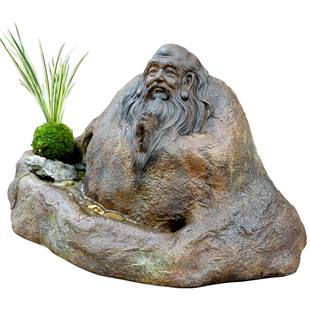 水磨坊中式老子水系景观流水摆件办公室桌面布置造景玄关装饰摆设