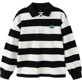 巴拉巴拉儿童卫衣男童女童条纹polo衫春秋装新款童装宝宝打底衫大