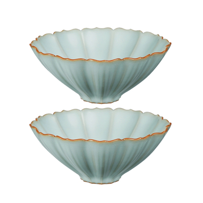 青澹汝窑斗笠对杯景德镇手工陶瓷