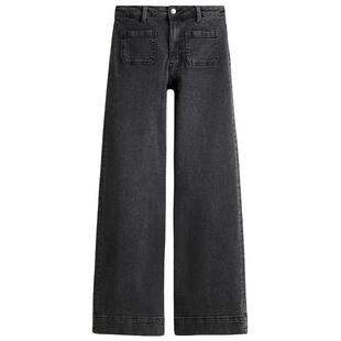 HM女装牛仔裤春季水洗阔腿牛仔裤高腰时尚堆堆裤1298592