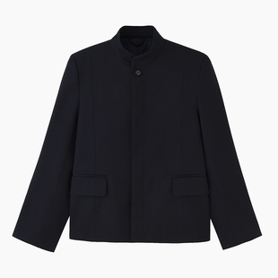 Herz藏青色立领修身短款中山装西服 日本进口面料 赫织翰原创设计