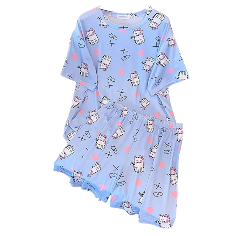 特大码牛奶丝睡衣家居服套装女