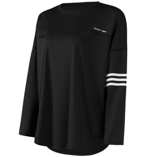 361运动上衣女长袖遮屁股长款宽松t恤黑色健身衣服跑步瑜伽服罩衫