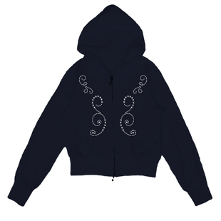 local aliens外星沙龙美式复古重工铆钉短外套休闲宽松拉链卫衣