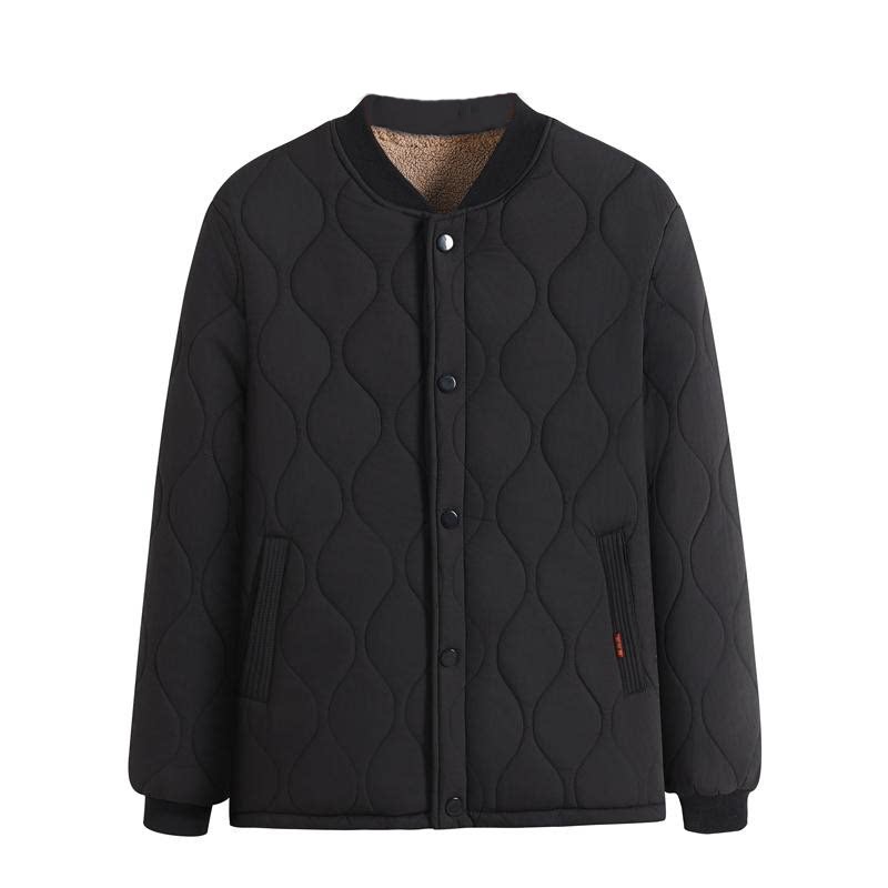 爸爸冬装外套加绒中老年男士棉衣冬季羊羔绒内胆棉服加厚保暖棉袄