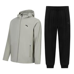 安踏加绒加厚运动套装男冬季跑步青少年户外保暖休闲防风外套长裤