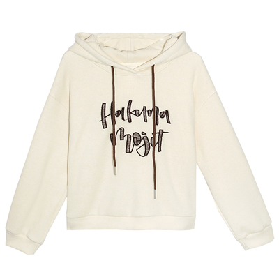 字母印花连帽套头卫衣女加绒加厚