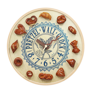 高颜值磁吸碱水面包复古田园风家用静音挂钟实木创意DIY摆台时钟