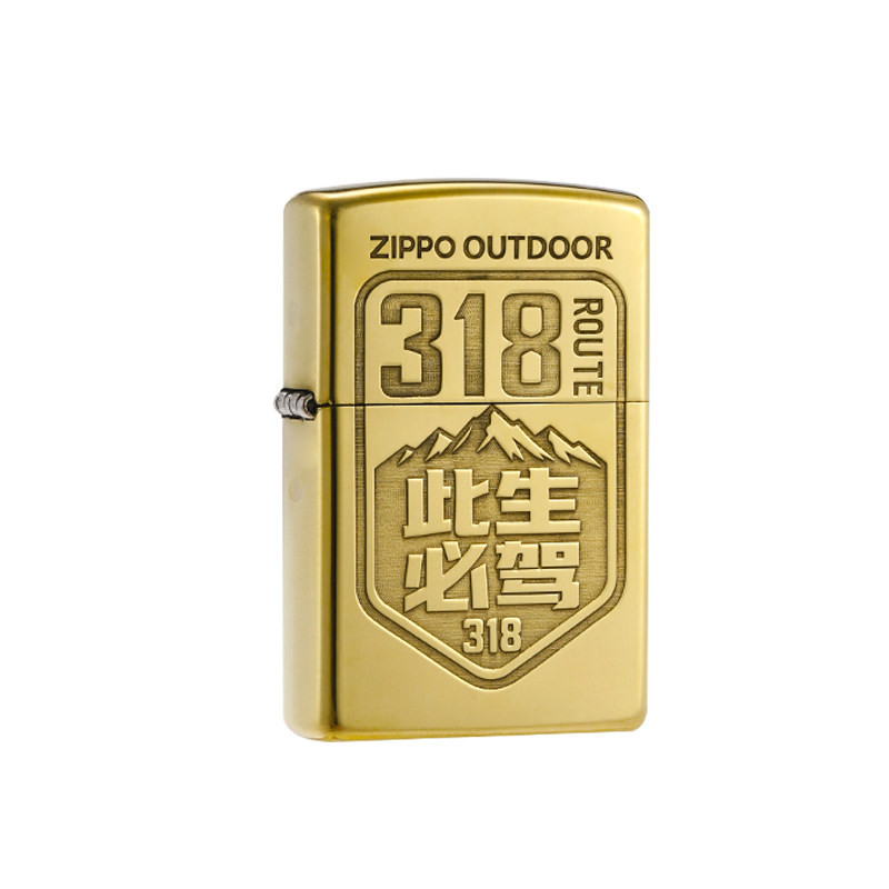 zippo黄铜深雕此生必驾打火机