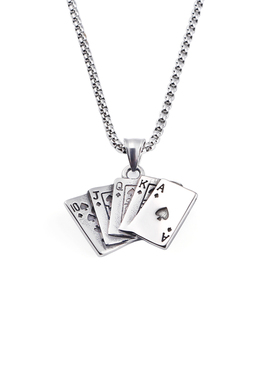 蹦迪同花顺钛钢扑克牌刻字吊坠