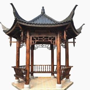 凉亭庭院户外亭子小木屋现代防腐木长廊农村新中式四角六角仿古建