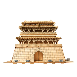 插客 永定门城楼古建筑木质榫卯拼装模型鲁班锁高难度DIY手工礼物