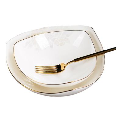 贝玉欧式骨瓷水果碗沙拉碗三角创意碗陶瓷麦片碗甜品碗米饭碗家用