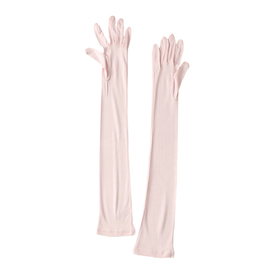 100%桑蚕丝长款防晒五指手套女