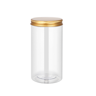 [铝金盖]蜂蜜瓶塑料瓶pet透明广口瓶密封塑料罐饼干罐食品罐带盖