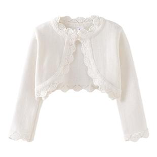 女童针织开衫短款薄款搭配礼服裙子一粒扣公主披肩洋气春秋婴儿宝