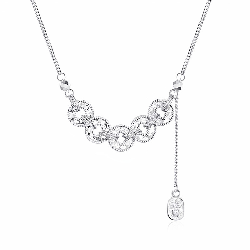 足银9999五帝钱项链女纯银碎冰冰