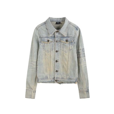 (noE)冰蓝泥染水洗修身牛仔夹克