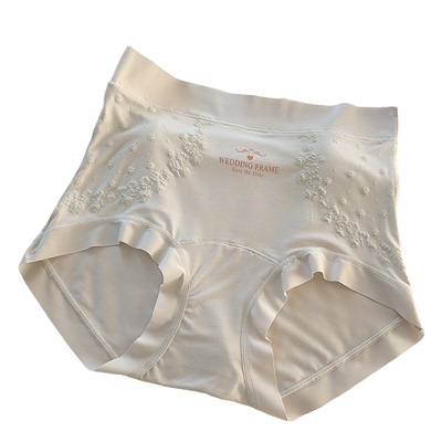 女士莫代尔内裤高腰胖mm大码桑蚕丝新款透气收腹无痕女生三角裤头