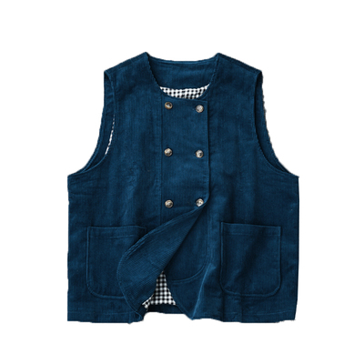 双排扣日系常规圆领马甲