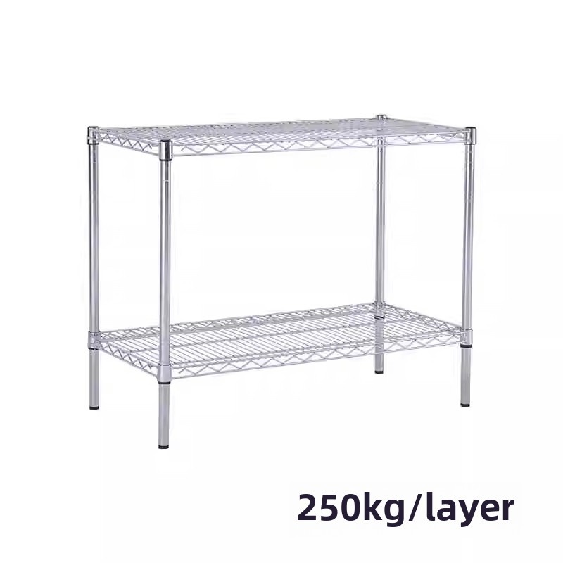 二层线网货架置物架厨房阳台卫生间收纳架不锈钢带轮金属储物架子