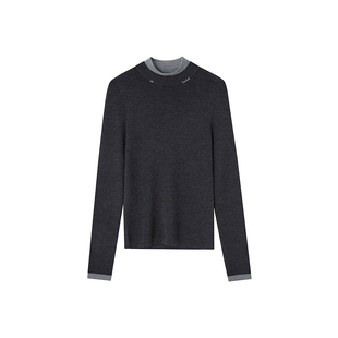 indicia标记2025冬季新款撞色设计半高领毛衫舒适针织衫L2D5MS295